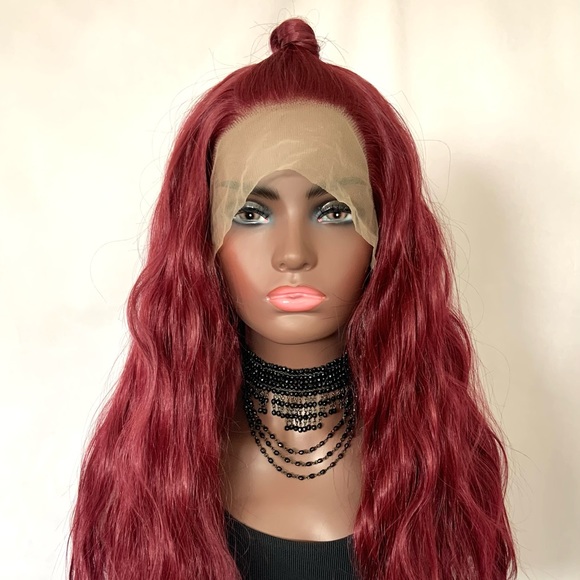 Gorgeous 24” Burgundy Premium Fiber 13x2.5 Lace Front Wig for Events or Daily 🌺 - Picture 12 of 16